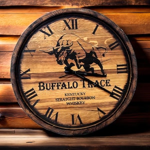 Customized Whiskey Barrel Wall Large Clock, Personalized Bourbon Oak Barrel Head, Vintage Whisky Barrel Lid Unique Wall Clock-Bar-Decor-Gift