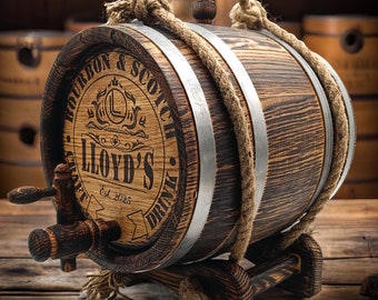 Personalized Whiskey Barrel 1-15 L, Wood Scotch-Rum-Wine-Rum-Brandy-Bourbon Cask, Mini Aging Oak Keg, Vintage Gifts for Whisky lovers Engrav