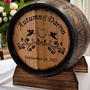 Caixa de cartão de barril de vinho personalizada 10L com fechadura, porta-cartão de barril de uísque, decoração rústica para presente de casamento, livro de visitas de rum e bourbon para recepção em madeira