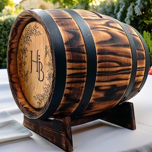 Caixa de cartão de casamento de madeira personalizada 10L, estilo barril de uísque de carvalho vintage rústico com fechadura, porta-cartões - presente de casamento perfeito - decoração, recepção