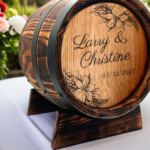 Personalisierte Hochzeitskarte Box 10L, rustikaler Vintage Eiche Whisky Barrel Stil mit Schloss, Kartenhalter - Perfektes Hochzeitsgeschenk - Dekor, Empfang