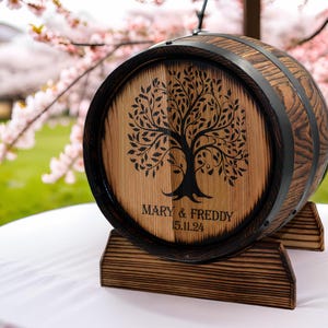 Caixa de cartão de casamento personalizada 10L, estilo barril de uísque de carvalho rústico com trava, porta-cartões vintage, decoração perfeita para presente de casamento, recepção de madeira