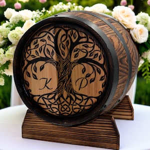 Porta-cartões vintage, caixa de cartão de casamento personalizada 10L, estilo barril de uísque de carvalho rústico com trava, decoração de presente de casamento perfeita, recepção de madeira