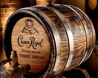 Personalized Oak Barrel for Whiskey-Wine-Rum-Brandy-Bourbon, Wood Aging Cask,  WhiskyLovers Keg, Custom Engraving, Vintage Rustic Men Gift