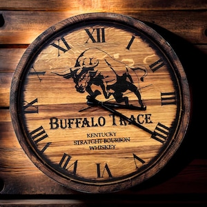 Personalized Whiskey Barrel Clock, Custom Oak Barrel Head, Vintage Bourbon Barrel Lid, Rustic Large Wine Clock, Wall Art, Barrel Bar Decor