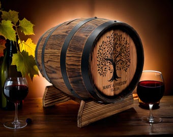 Personalized Whiskey Wedding Card Box 10L,  Vintage Oak Barrel Style with Lock, Wood Card Holder - Perfect Wedding Gift - Decor, Reception