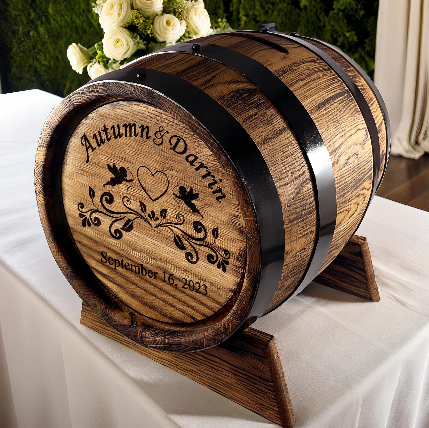 Rustic Wedding Gift-decor, Personalized Wine Barrel Card Box 10L With ...