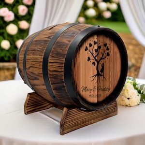 Caixa de cartão de casamento personalizada 10L, estilo barril de uísque de carvalho rústico com trava, porta-cartões vintage, decoração perfeita para presente de casamento, recepção de madeira
