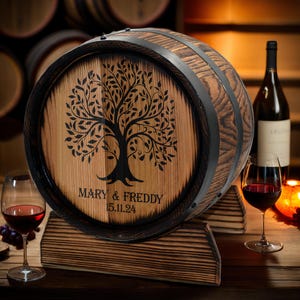 Caixa de cartão de casamento personalizada com uísque e vinho, 10 litros, estilo barril de carvalho vintage com fechadura, porta-cartões de madeira - presente de casamento perfeito - decoração, recepção