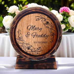 Caixa de cartão de casamento personalizada de carvalho 10L, estilo barril de uísque vintage rústico com trava, porta-cartões - presente de casamento perfeito - decoração, recepção