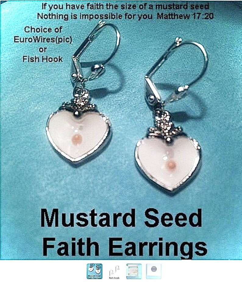 Mustard Seed Jewelry Charm Earrings Faith Heart Silver Etsy