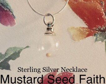 Mustard Seed Necklace Sterling Silver Traditional Christian Keepsake Jewelry for Women, Girl, Teen, Christmas Religious Gift