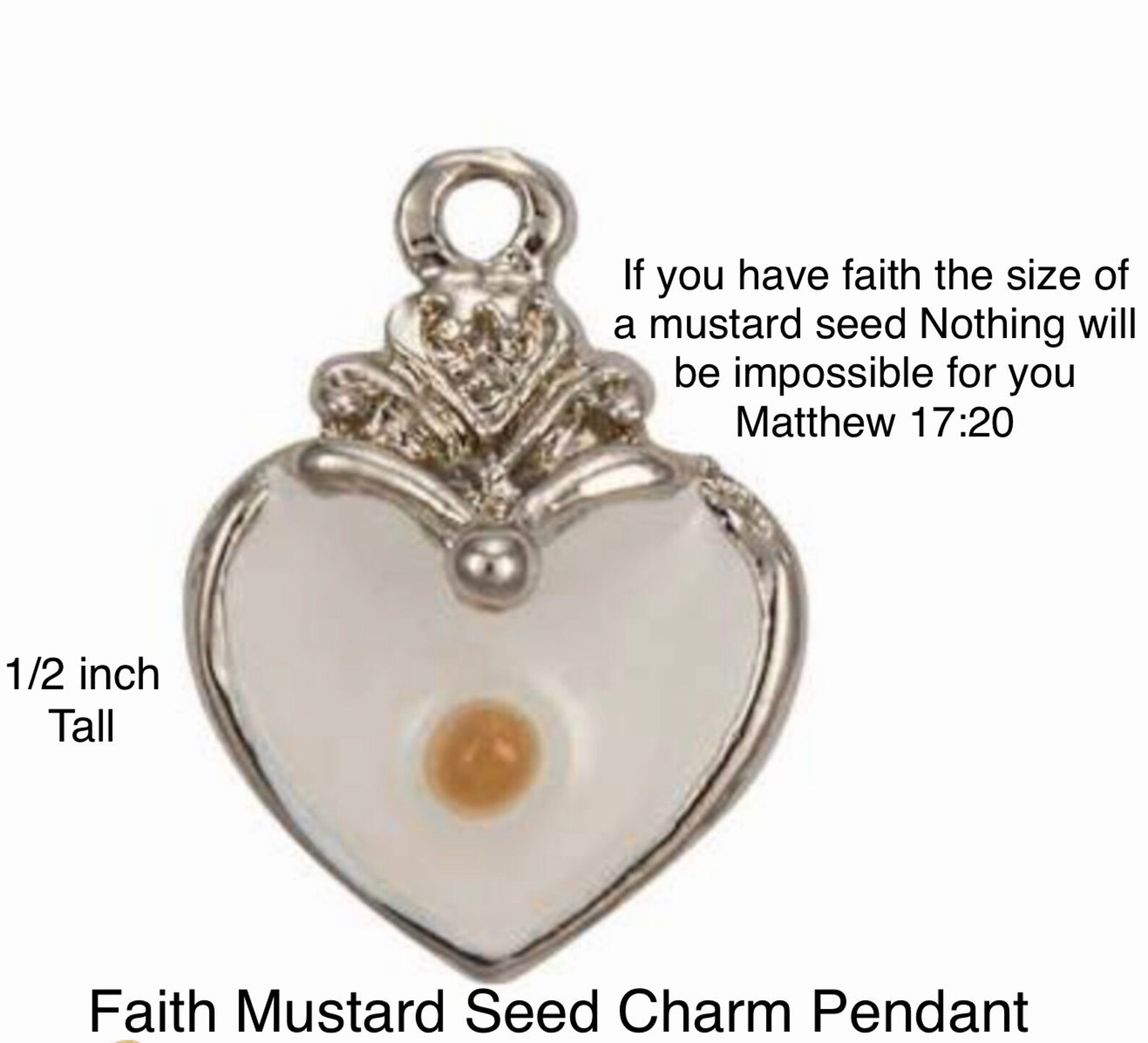 Mustard Seed Necklace Sterling Silver Religious Jewelry Heart Etsy