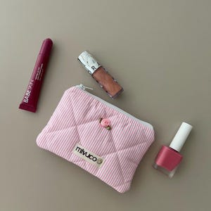 Portafoglio mini carino, porta monete beige, porta rossetto cosmetico, piccolo porta carte, grazioso beauty case, astuccio per il trucco