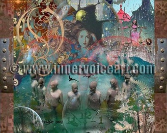 Orinda Could See Beyond Time ~ Original Design, Digital Collage Art Card