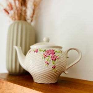 Vintage Ceramic Teapot with Hand-Painted Floral Design