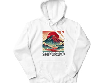 Mount Fuji Hoodie, Ukiyo-e Japanese Art, Red Hues