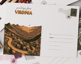 Blue Ridge Mountains Wall Art, Virginia Travel Poster, Vintage Mountain Landscape Print
