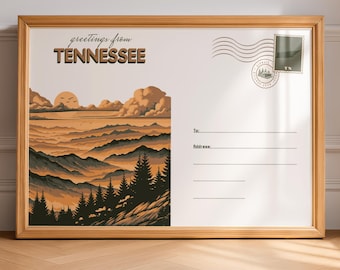 Carte postale vintage du Tennessee à imprimer, téléchargement numérique pour les amoureux du voyage