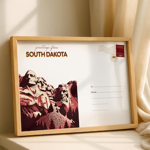 Vintage Mount Rushmore Postcard Art Print: South Dakota Travel Poster (Digital Download)