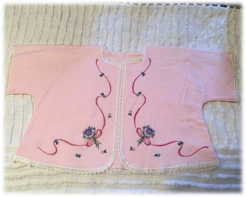 Sweet Pink Baby Girl Jacket Hand Embroidered Soft Flannel Etsy