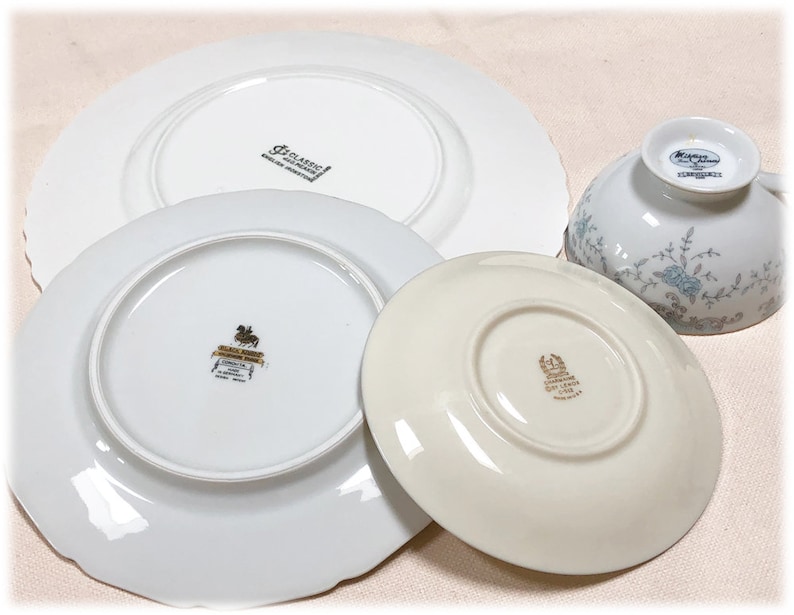 Cottage Chic Farmhouse Shabby Vintage Mismatched Pattern China /& Glass Place Setting Floral 5 Pcs
