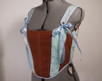 Upgecyceltes Korsett für Damen – Einzigartiges, handgefertigtes Korsett mit Bändern zum Binden, elegantes Statement-Piece in Erdtönen