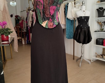 Upgecyceltes Korsett- und langes Rock-Set – Einzigartiges handgefertigtes Kleid