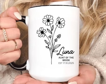 Tante der Braut-Becher, Hochzeitstag Kaffeetasse Geschenk, Brautparty Favor, Hochzeitsgeschenk für Tante, niedlicher Andenken Becher für Tante, Braut Tante Becher