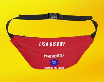 Custom Panic Disorder Medical Alert Bag, Personalized Anxiety Attack Pouch, Calming Aid Inside Fanny Pack, Mental Health Support Gift