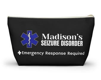 Personalized Seizure Disorder Medical Alert Bag, Epilepsy Emergency Pouch, Seizure Medication Kit, Travel Organizer, Safety Kit