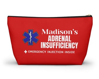Personalized Medical Alert Adrenal Insufficiency Bag, Emergency Injection Inside Pouch, Medical Kit, Medication Travel Bag, Addisons Disease
