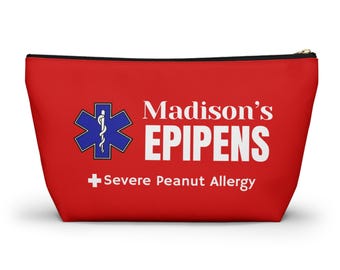 Personalized Epipen Pouch Peanut Allergy, Medical Alert Epipen Bag, Severe Peanut Allergy Pouch, Custom Name Allergy Medication Bag