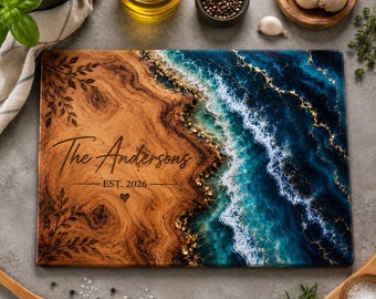 Personalized Cutting Board, Custom Family Name Gift, Wedding Gift for Couple, Housewarming Gift, Anniversary Gift, Kitchen Gift