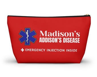 Addisons Disease Medical Alert Bag, Emergency Injection Inside Pouch, Personalized Medical Kit, Adrenal Insufficiency Bag, Medication Bag