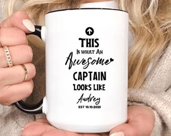 Taza de capitán personalizada, taza de café de capitán de barco, regalo náutico, regalo de Navidad para amantes del mar para capitán, el mejor capitán de la historia, cumpleaños de capitán