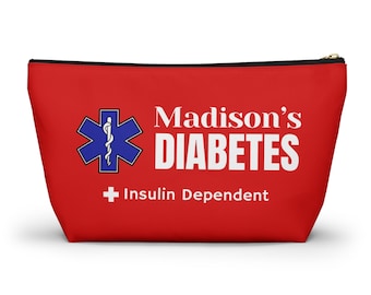 Personalized Diabetes Insulin Pouch, Medical Alert Diabetes Bag, Insulin Dependent Pouch, Custom Name Medication Bag, Diabetic Supply Case