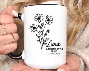 Caneca personalizada para a avó da noiva, presente de casamento para a avó da noiva, xícara de café para a família da festa de casamento, presente especial de lembrança para o dia do casamento