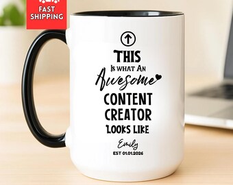 Personalized Content Creator Mug, Custom Social Media Creator Gift, Influencer Coffee Mug, YouTuber Gift, TikTok Creator Gift, Custom Mug