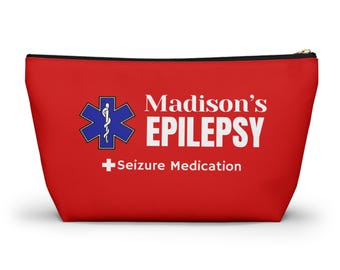 Personalized Epilepsy Medication Pouch, Seizure Medication Bag, Medical Alert Epilepsy Pouch, Custom Medicine Bag, Emergency Medication Case