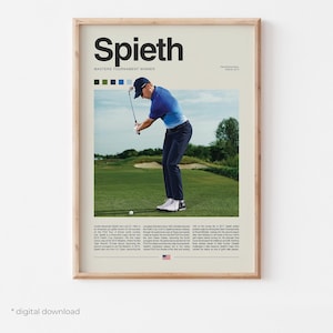 Jordan Spieth Golf Poster – Golf Art Print for Spieth Fans, Digital Download Golf Wall Art, Golf Course Decor, Golf Memorabilia