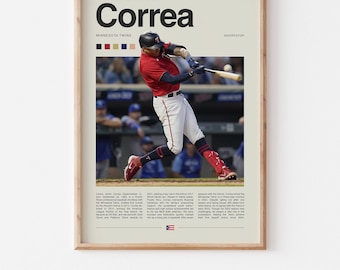 Affiche Carlos Correa - Téléchargement numérique d'oeuvres d'art murales de baseball, impression sportive haute résolution de la MLB