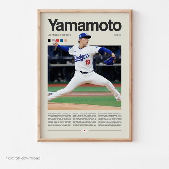 Yoshinobu Yamamoto 記念フレームアート Yoshinobu Yamamoto Poster – Baseball Wall Art Digital Download