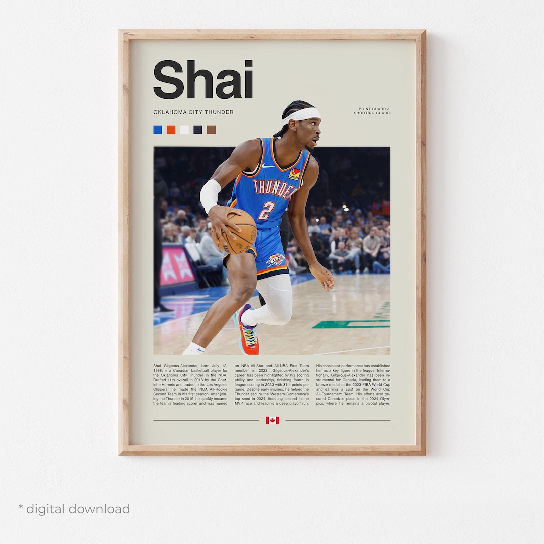 Shai Gilgeous-alexander Poster #1 – Basketball Wall Art Digital