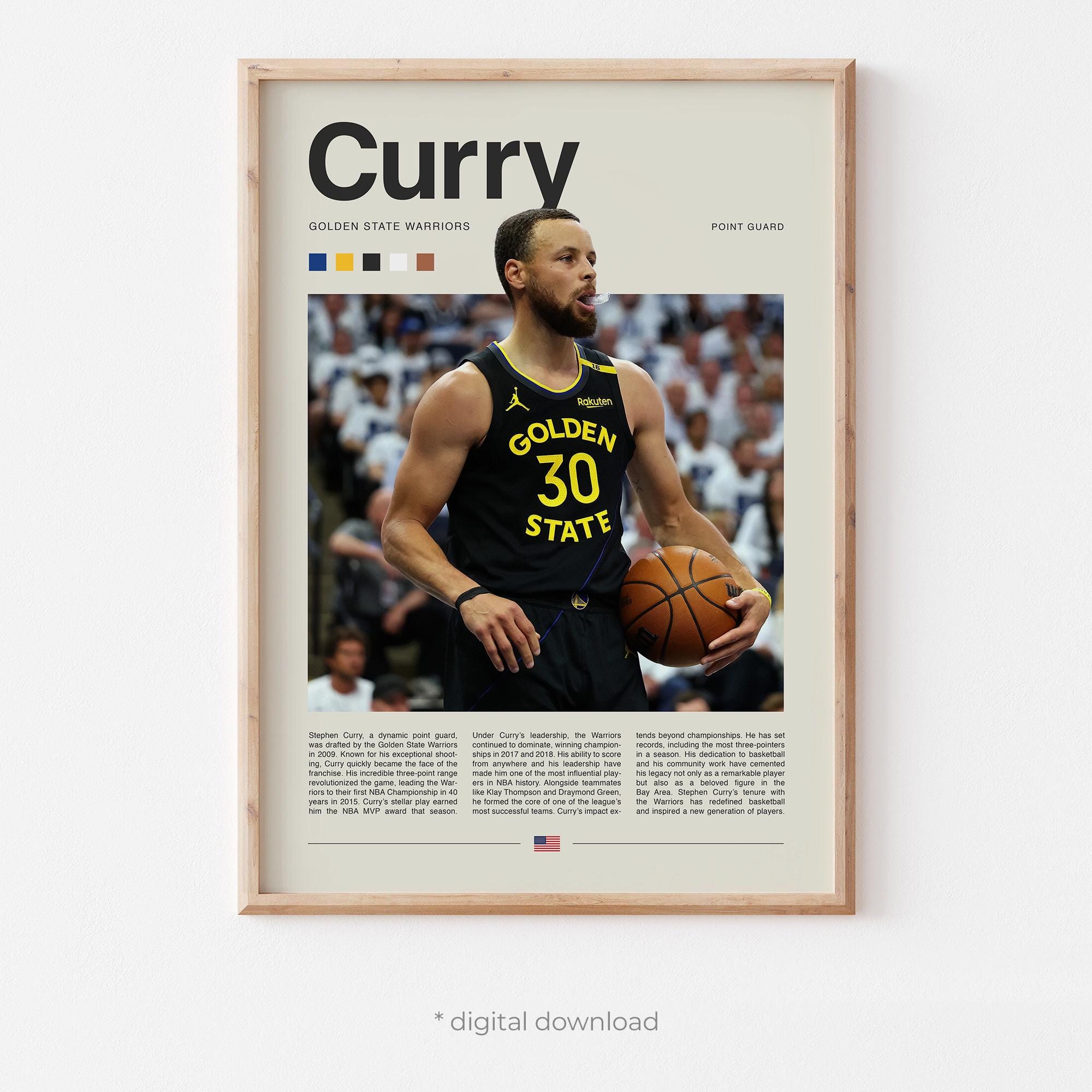 Stephen Curry Print – Basketball Poster Digital Download, High