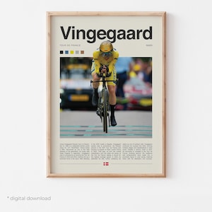 Jonas Vingegaard Poster – Cartaz de Ciclismo, Tour de France Art, UCI World Tour, TDF Bike Racing Download Digital Arte de Parede de Ciclismo