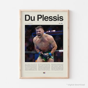 Pôster de Dricus du Plessis – Pôster de MMA, Arte de parede de lutador de UFC Stillknocks, Impressão de artes marciais mistas, Pôster de luta de UFC para fãs de MMA