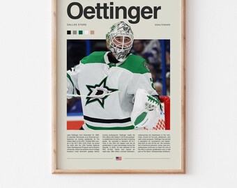 Jake Oettinger Poster – Ice Hockey Wall Art Digital Download, High-Resolution Hockey Prints