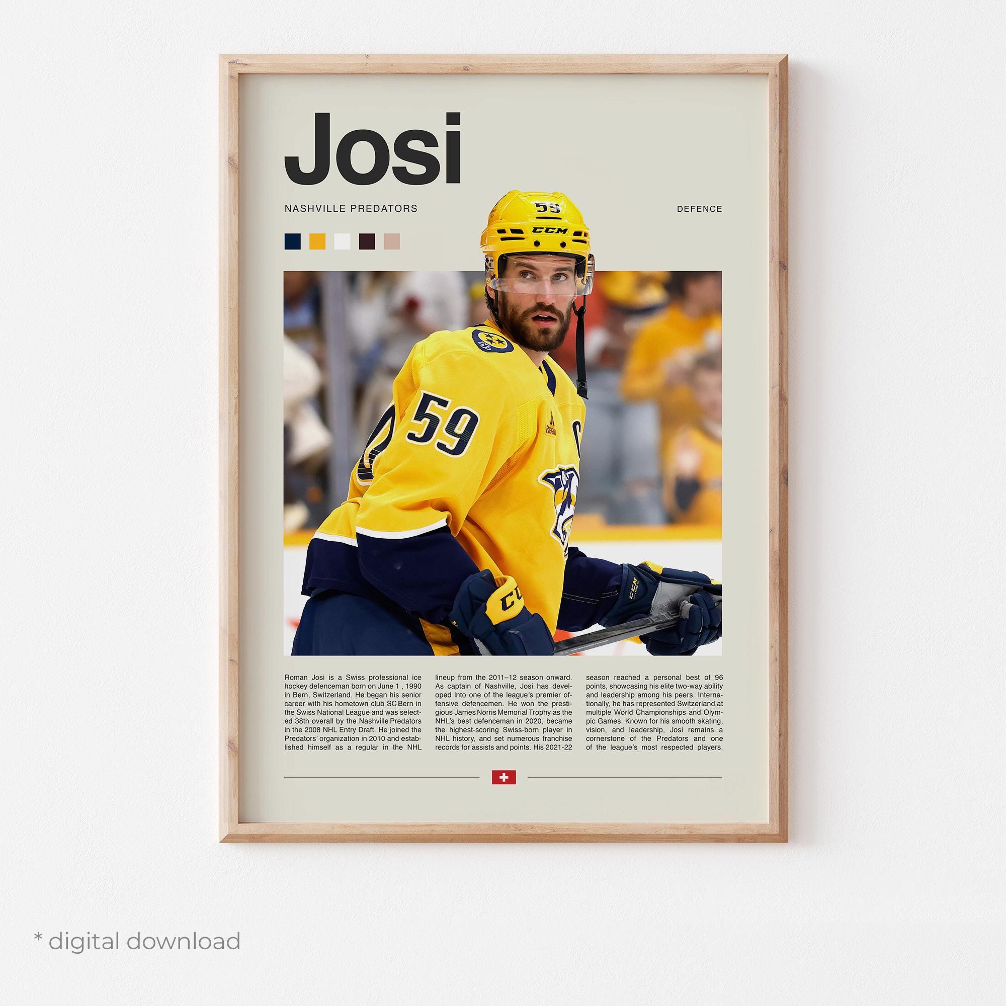 Discover Roman Josi Poster  Ice Hockey Wall Art