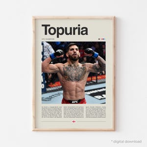 Ilia Topuria Poster – MMA Poster, El Matador UFC Fighter Wall Art, Mixed Martial Arts Print, UFC Fight Poster for Mma Fans